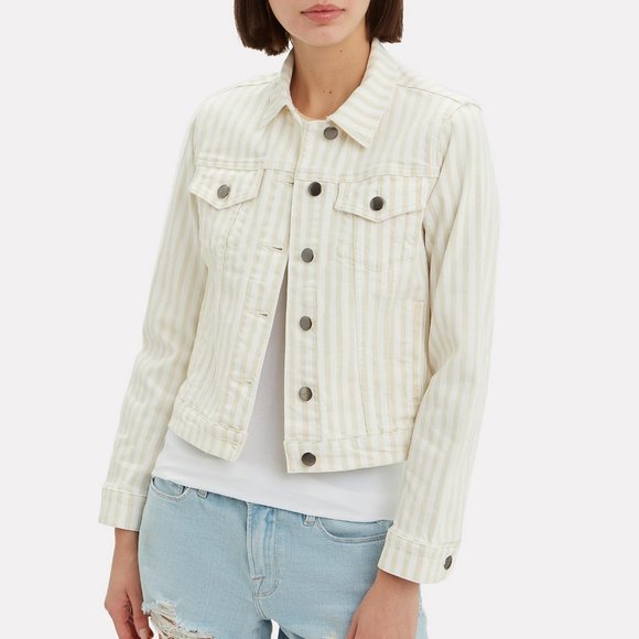 FRAME Le Vintage Courtyard Striped Denim Jacket - Picture 2 of 6